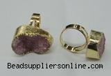 NGR53 18*25mm - 20*30mm freeform plated druzy agate rings