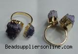 NGR78 13*18mm - 18*25mm nuggets druzy amethyst gemstone rings