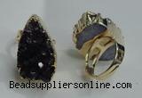 NGR82 20*25mm - 20*30mm freeform druzy amethyst gemstone rings