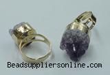 NGR85 12*16mm - 18*20mm freeform druzy amethyst gemstone rings