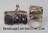 NGR90 22*30mm - 20*40mm freeform druzy amethyst gemstone rings