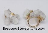 NGR95 15*20mm - 20*25mm nuggets plated druzy quartz rings