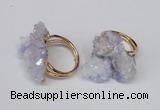 NGR96 15*20mm - 20*25mm nuggets plated druzy quartz rings