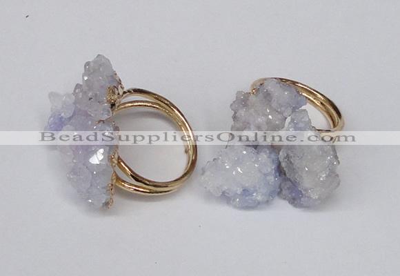 NGR96 15*20mm - 20*25mm nuggets plated druzy quartz rings