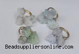 NGR99 15*20mm - 20*25mm nuggets plated druzy quartz rings