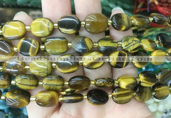 OVBS12 15 inches 8*12mm oval yellow tiger eye gemstone beads wholesale