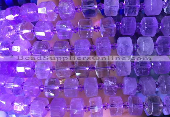 RBBS10 15 inches 8*12mm faceted wheel amethyst gemstone beads