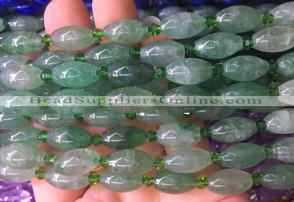 RIBS05 15 inches 8*13mm rice green strawberry quartz gemstone beads wholesale