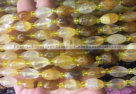 RIBS06 15 inches 8*13mm rice yellow gum flower gemstone beads wholesale