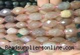 RIBS21 15 inches 10*14mm faceted rice moonstone gemstone beads