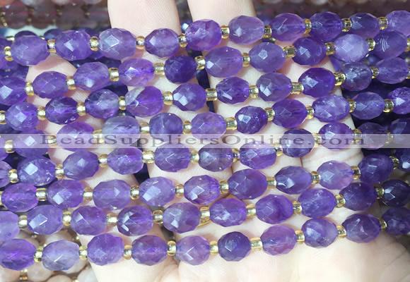 RIBS25 15 inches 6*8mm faceted rice amethyst gemstone beads