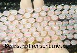 RIBS26 15 inches 6*8mm faceted rice rose quartz gemstone beads