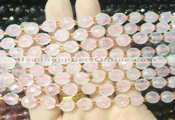 RIBS26 15 inches 6*8mm faceted rice rose quartz gemstone beads