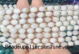 RIBS30 15 inches 6*8mm faceted rice white moonstone gemstone beads