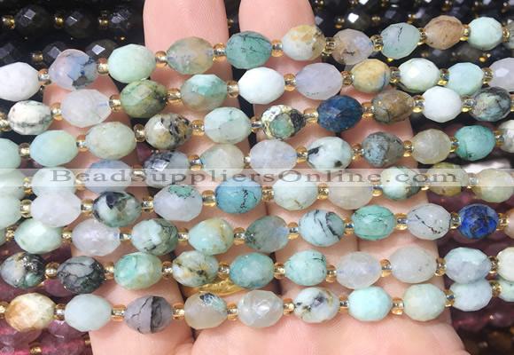 RIBS38 15 inches 6*8mm faceted rice chrysocolla gemstone beads