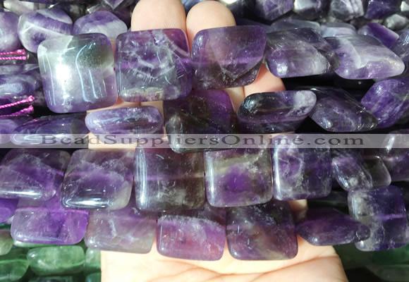 SRBS02 15 inches 20mm square amethyst gemstone beads wholesale