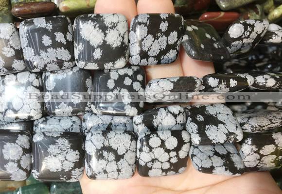 SRBS11 15 inches 20mm square snowflake obsidian gemstone beads wholesale