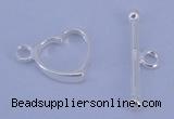 SSC30 5pcs 10*13.5mm heart 925 sterling silver toggle clasps