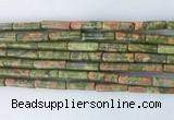 TBBS33 15 inches 4*13mm tube unakite gemstone beads