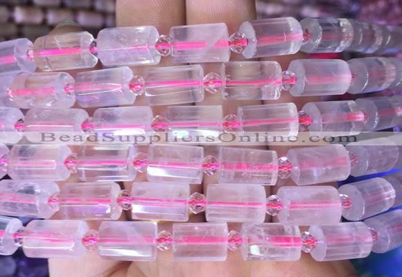 TBBS75 15 inches 8*12mm faceted tube rose quartz gemstone beads