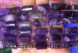 TBBS76 15 inches 8*12mm faceted tube dogtooth amethyst gemstone beads