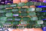 TBBS78 15 inches 8*12mm faceted tube green strawberry quartz gemstone beads