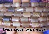 TBBS83 15 inches 8*12mm faceted tube moonstone gemstone beads