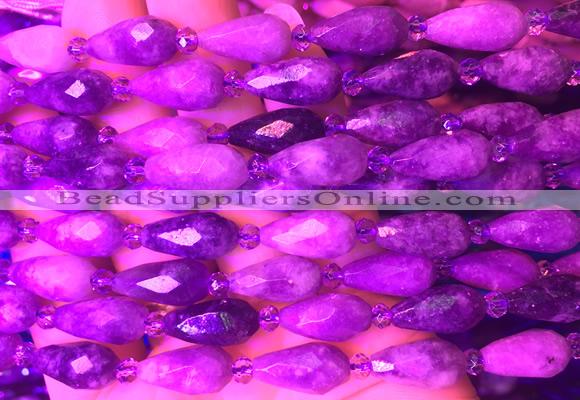 TRBS10 15 inches 8*16mm faceted teardrop lepidolite gemstone beads