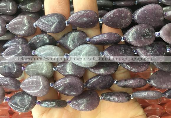 TRBS46 15 inches 13*18mm flat teardrop lepidolite gemstone beads wholesale