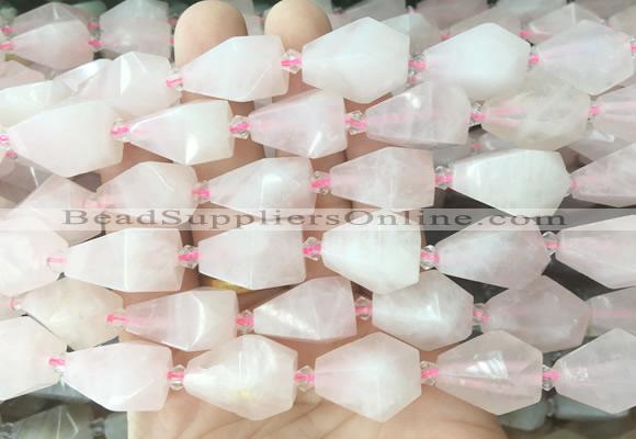 TRBS54 15 inches 11*22mm - 12*25mm faceted teardrop rose quartz beads