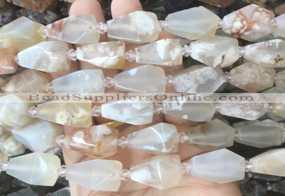 TRBS65 15 inches 11*22mm - 12*25mm faceted teardrop sakura agate beads