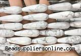 TRBS76 15 inches 10*30mm faceted teardrop white howlite beads wholesale