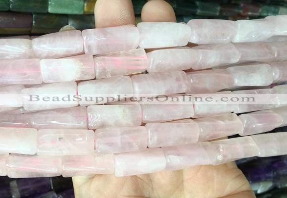 TWBS01 15 inches 9*20mm twist column rose quartz gemstone beads