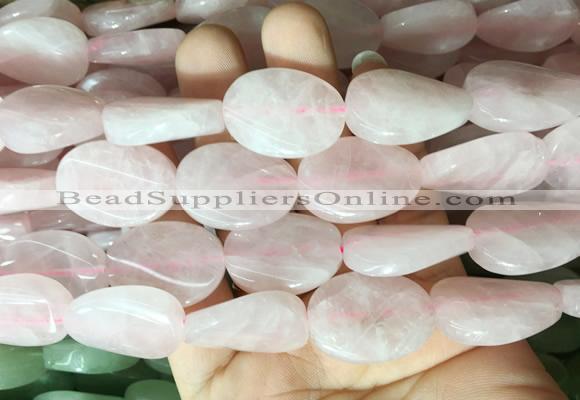 TWBS38 15 inches 18*25mm twist oval rose quartz beads wholesale