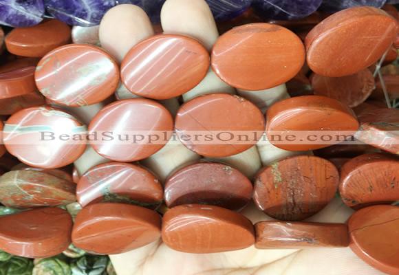 TWBS42 15 inches 18*25mm twist oval red jasper beads wholesale