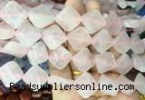 TWBS81 15 inches 16mm twist diamond rose quartz beads wholesale