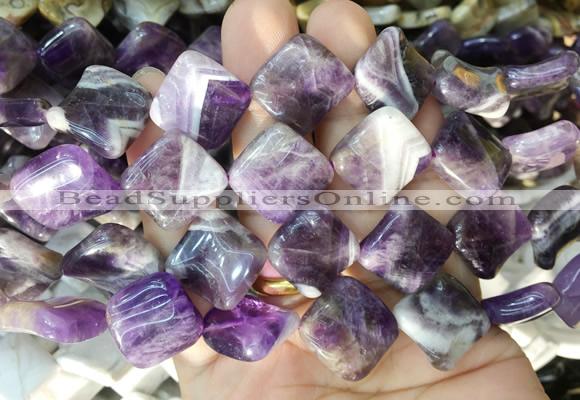 TWBS82 15 inches 16mm twist diamond amethyst beads wholesale